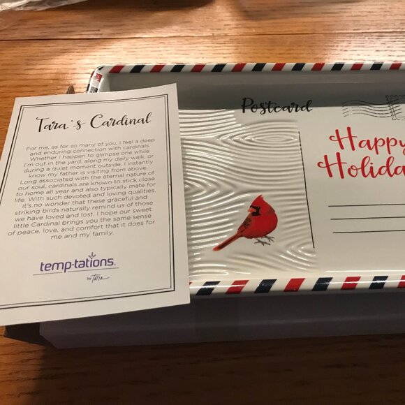 NIB TEMP-TATIONS by TARA Red Cardinal tray HAppy Holidays - Picture 6 of 6